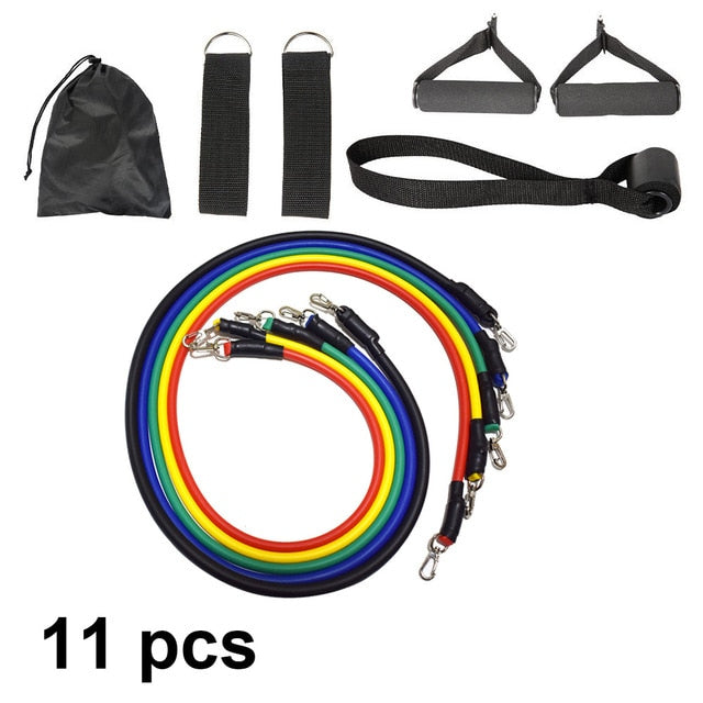 Resistance Bands Set (11pcs) with 5 Stackable Exercise Workout Bands